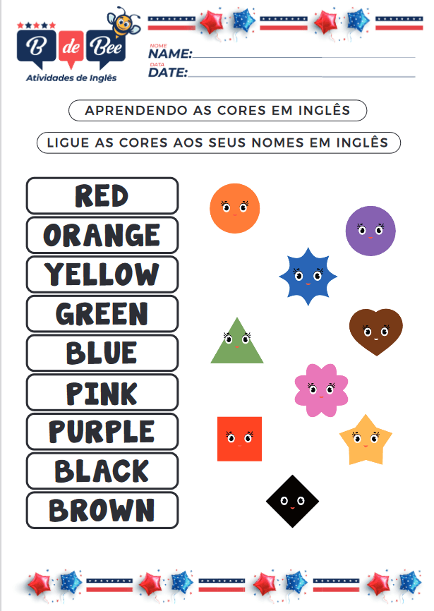 5 atividades de cores em inglês para educação infantil