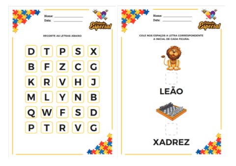 Caderno de atividades para alunos especiais
